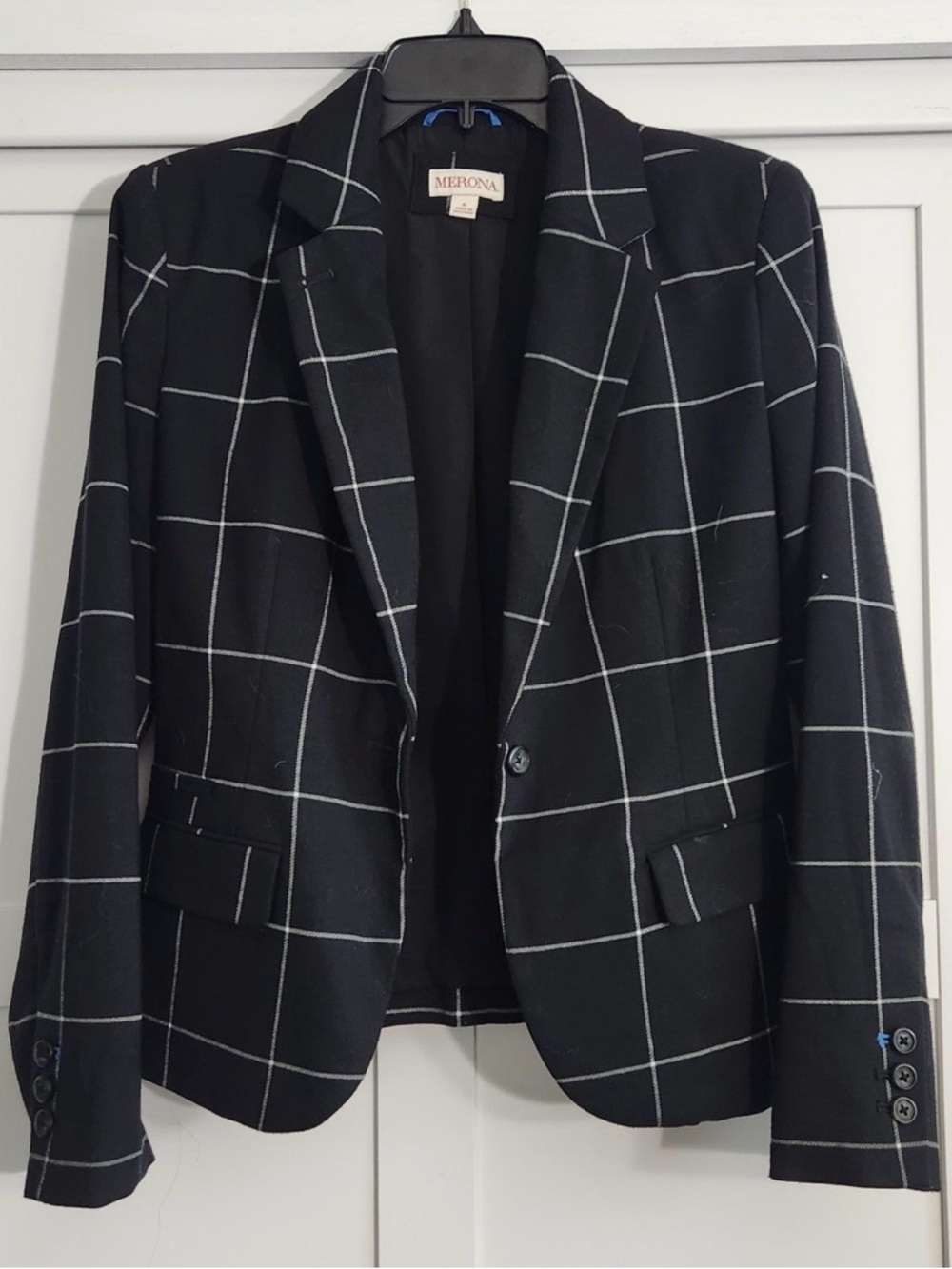 Merona Black Windowpane Single-Button Blazer